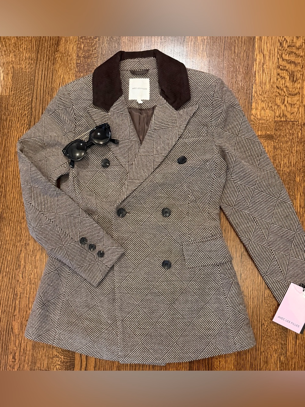 Avec Les Filles Basket Weave Hourglass Blazer NWT Small